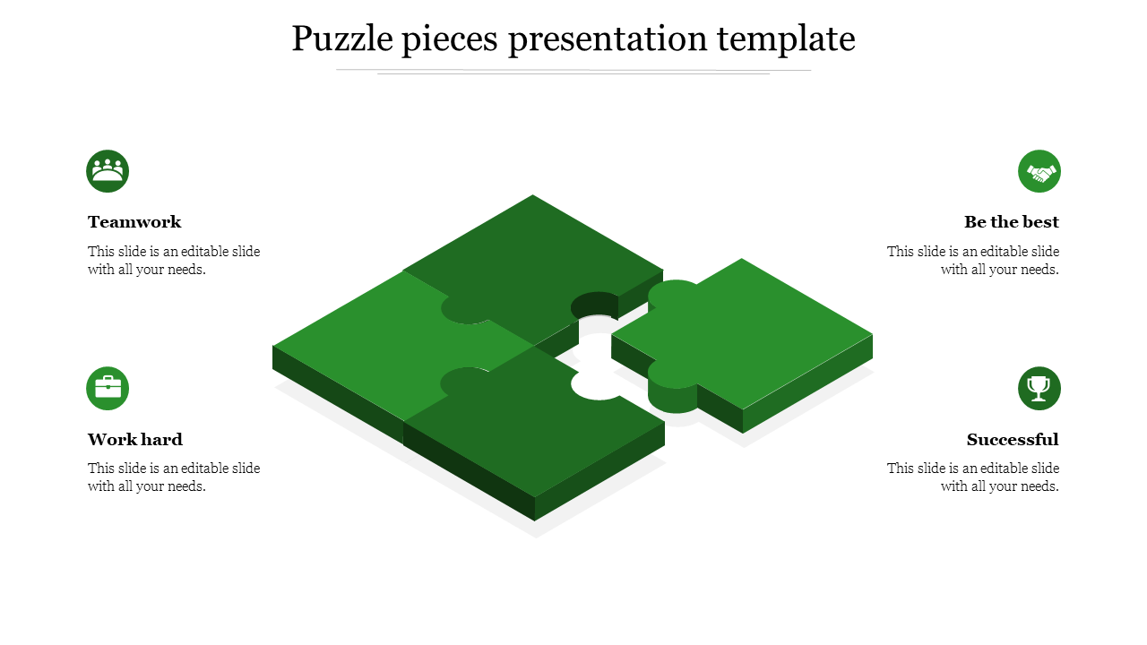 puzzle pieces presentation template-Green